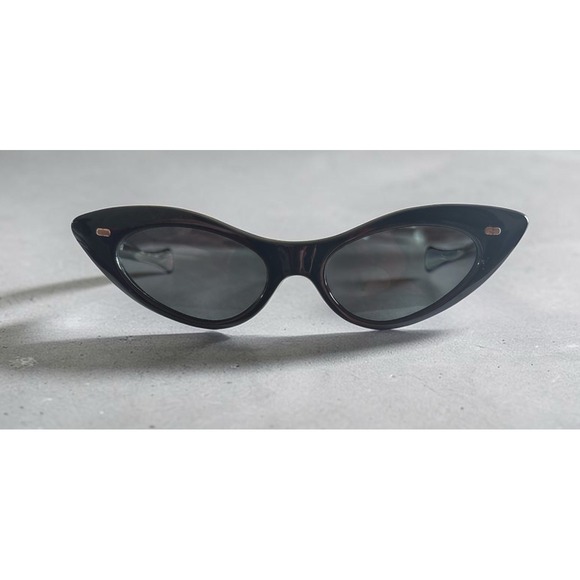 True Vtg 50s MCM Womens Cat Eye Polarized RX Black Sunglasses Retro Rockabilly main image 5